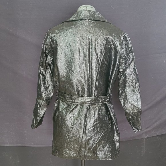 Vintage Black Vinyl Trench Coat for Women Size 10 - Picture 3 of 3